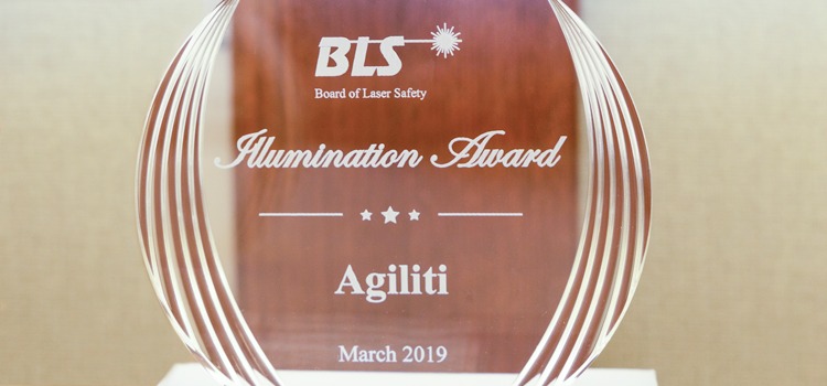 Board of Laser Safety Illumination Award - inscribed with the Agiliti name - March 2019
