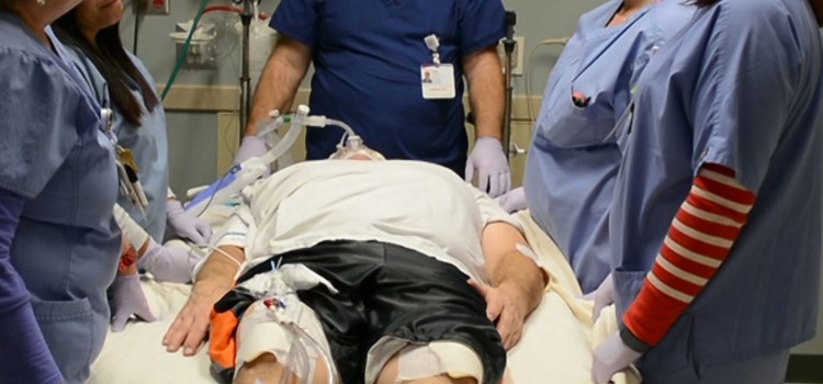 Close up of patient in supine position