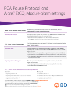 Alaris PCA Pause Protocol tip sheet