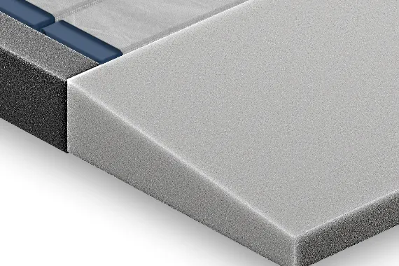 Close up view of heel slope feature